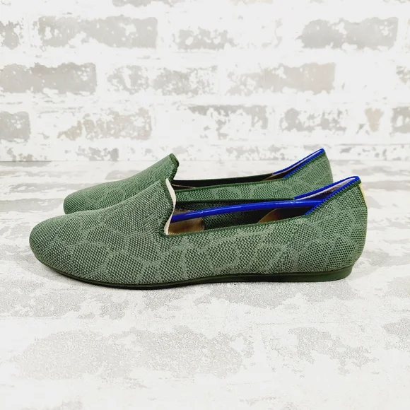 New Rothy's The Flat Safari Green Sage Giraffe Round Toe Slip On Loafers T267